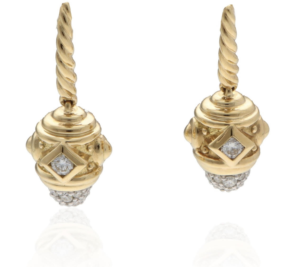 David Yurman 18K Yellow Gold Renaissance Diamond Drop Earrings