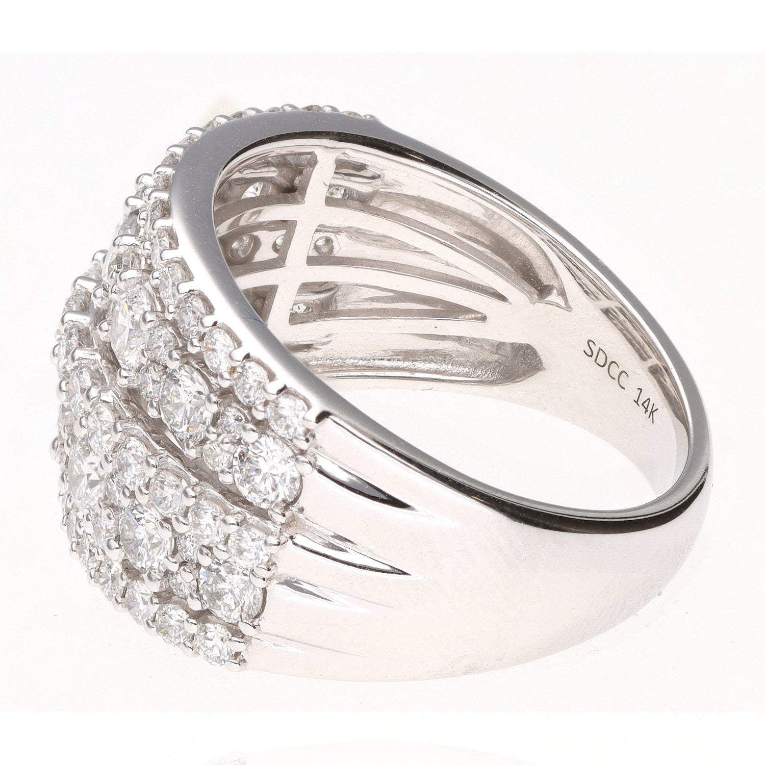 14k White Gold Five Row Diamond Anniversary Band 2ctw