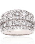 14k White Gold Five Row Diamond Anniversary Band 2ctw