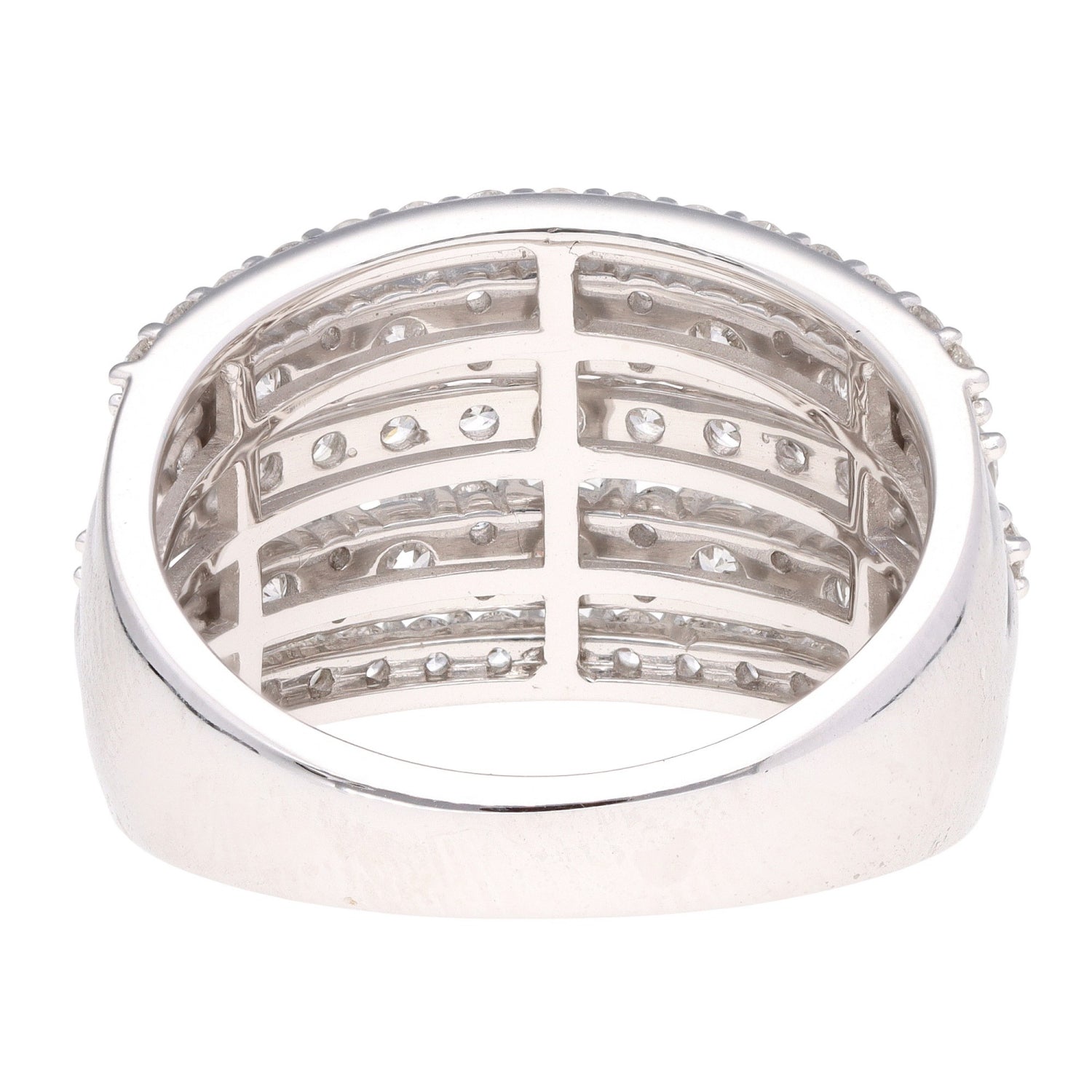 14k White Gold Five Row Diamond Anniversary Band 2ctw