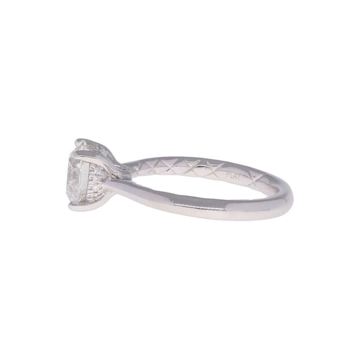 Platinum 1.91ct Round GIA Diamond Hidden Halo Engagement Ring