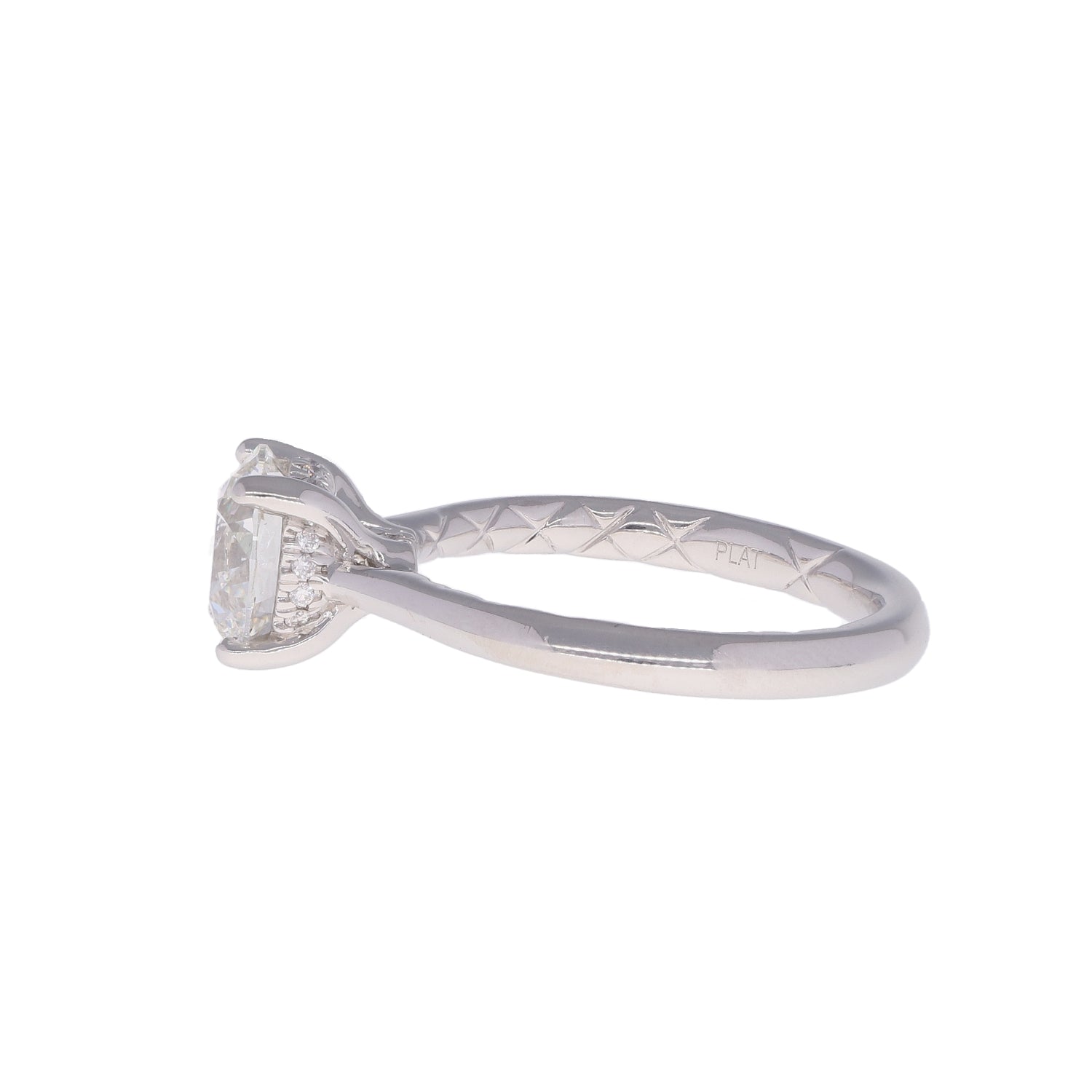 Platinum 1.91ct Round GIA Diamond Hidden Halo Engagement Ring