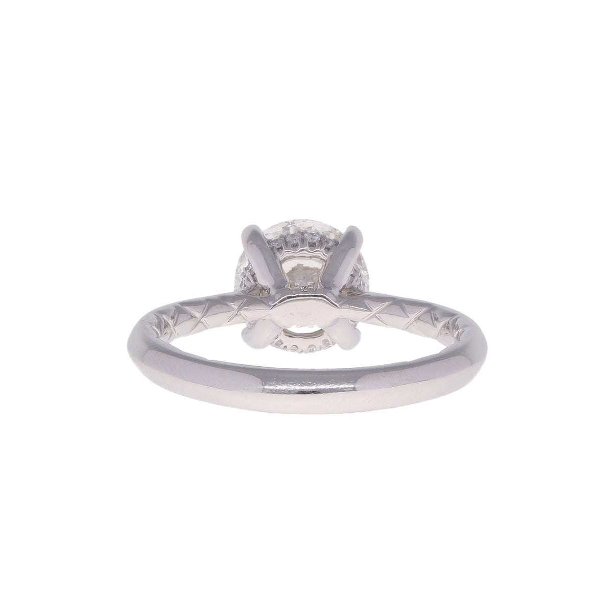 Platinum 1.91ct Round GIA Diamond Hidden Halo Engagement Ring