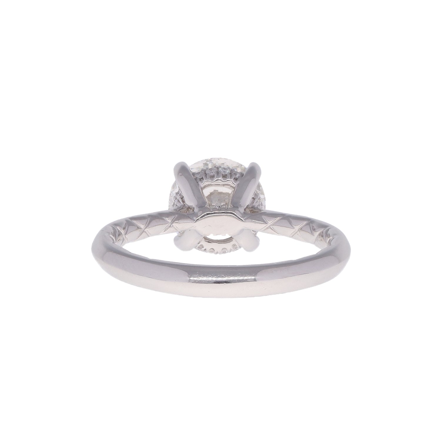 Platinum 1.91ct Round GIA Diamond Hidden Halo Engagement Ring