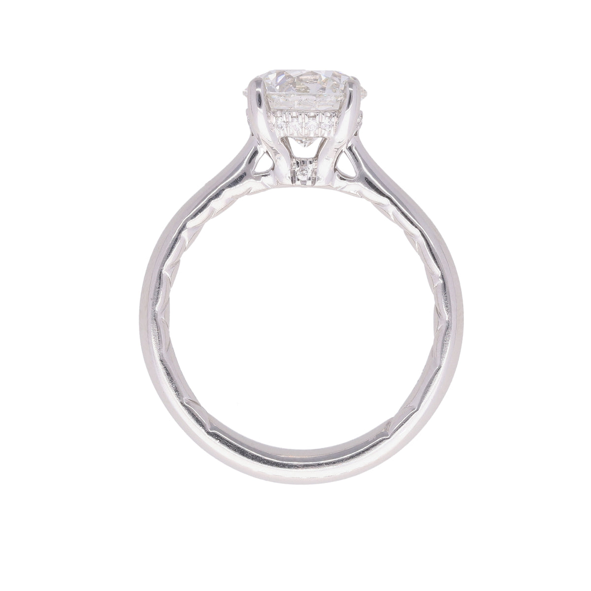 Platinum 1.91ct Round GIA Diamond Hidden Halo Engagement Ring