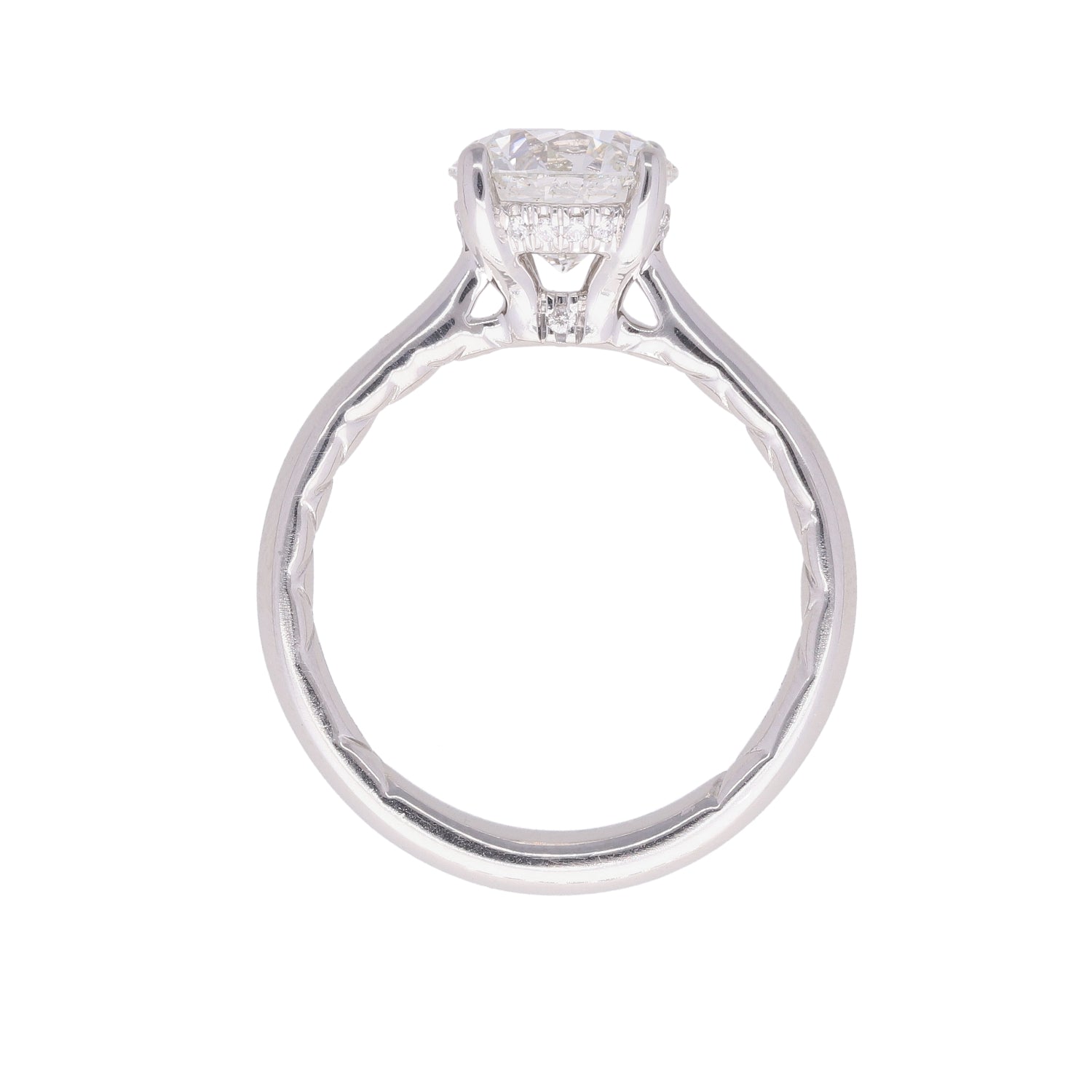 Platinum 1.91ct Round GIA Diamond Hidden Halo Engagement Ring