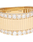 14K Yellow Gold Diamond Fluted Band