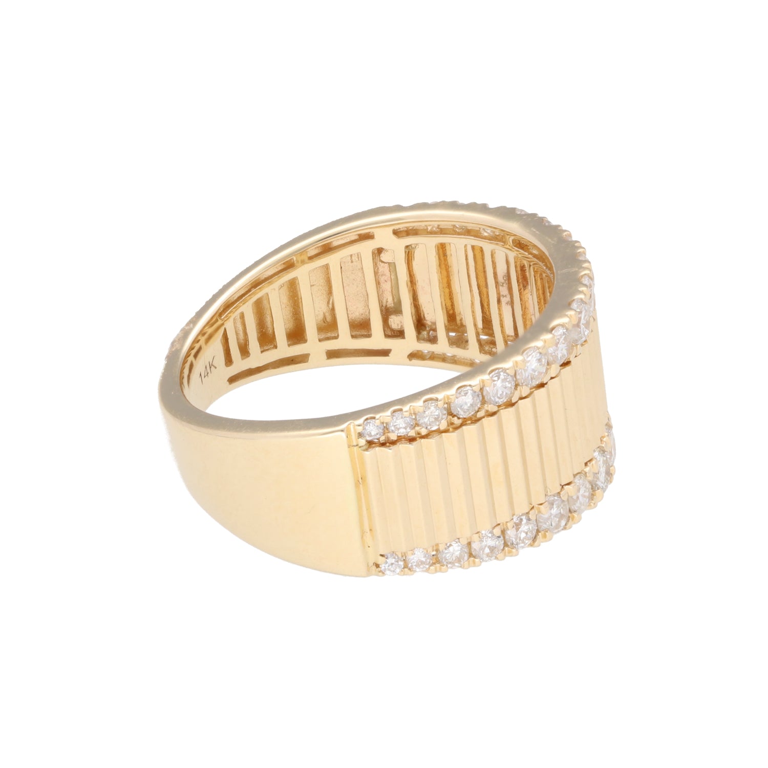 14K Yellow Gold Diamond Fluted Band