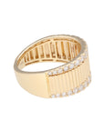 14K Yellow Gold Diamond Fluted Band