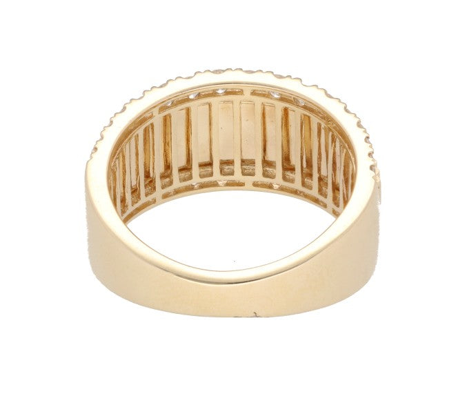 14K Yellow Gold Diamond Fluted Band