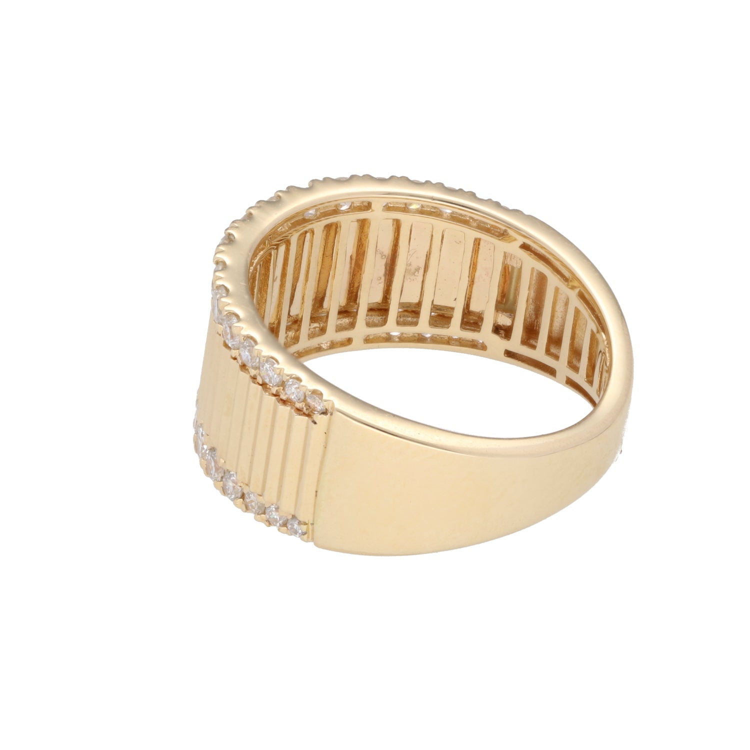 14K Yellow Gold Diamond Fluted Band