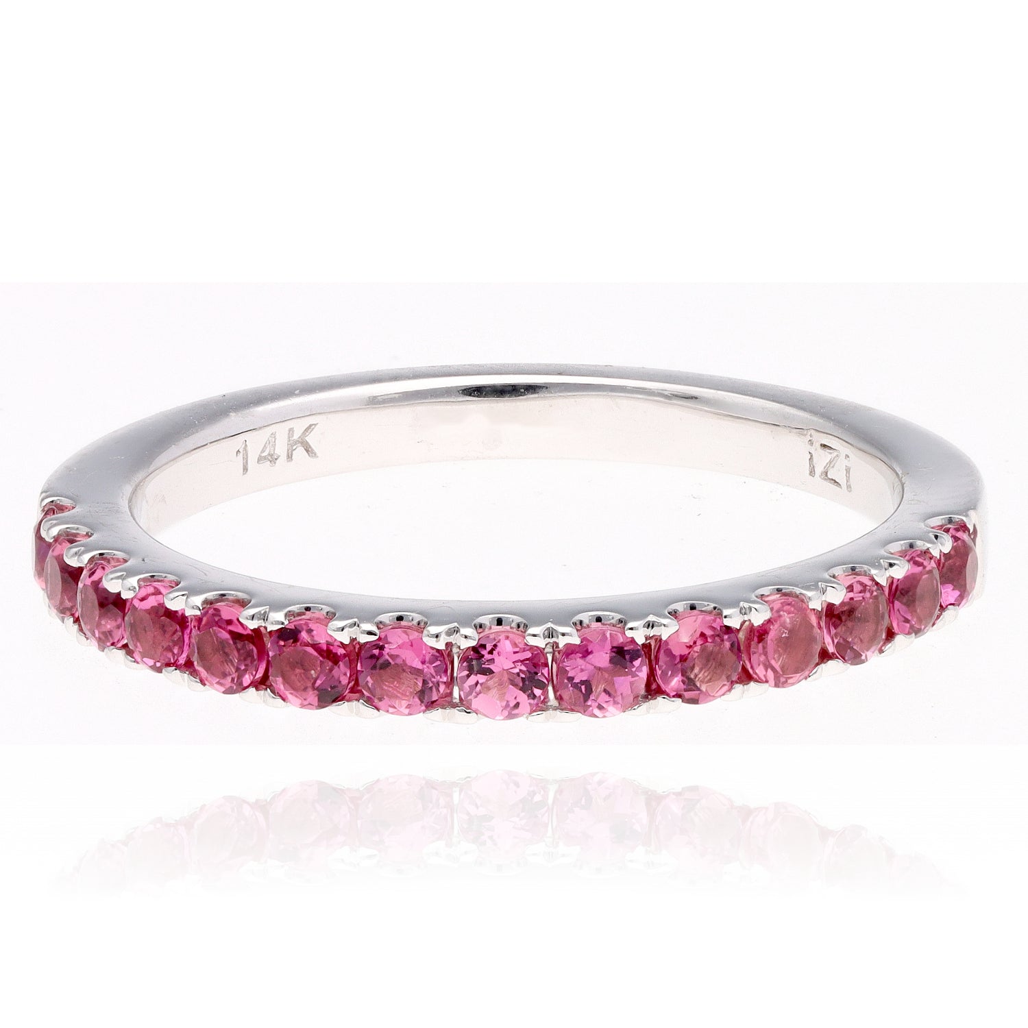 14K White Gold Pink Topaz Band
