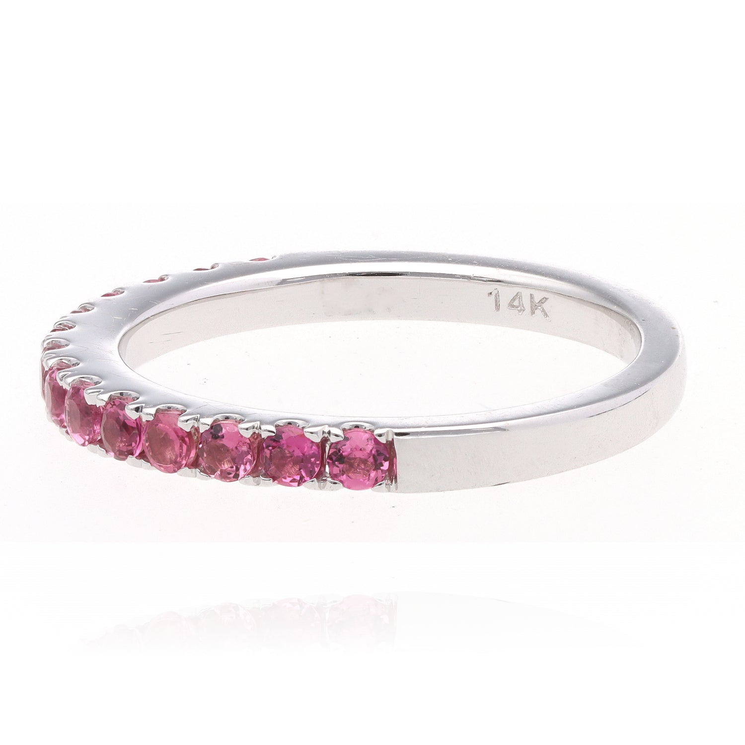 14K White Gold Pink Topaz Band