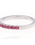 14K White Gold Pink Topaz Band