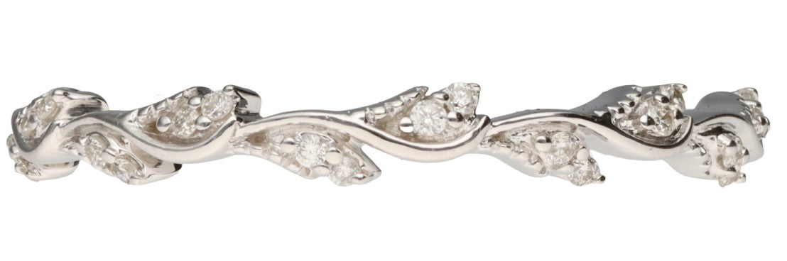 14K White Gold Diamond Vine Band 0.10ctw H/I I1 Size 7 Dainty Elegant 1.8g