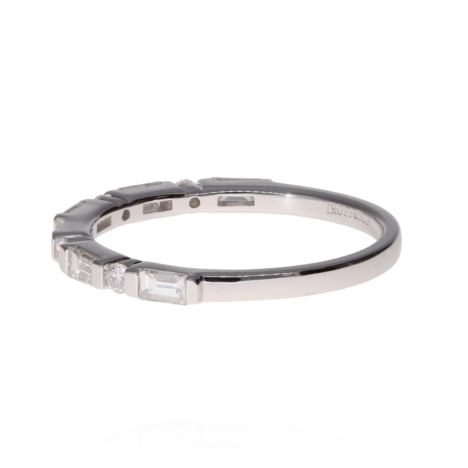 14K White Gold Baguette Round Diamond Band .47ctw G/H SI Size 6 Elegant 1.8g