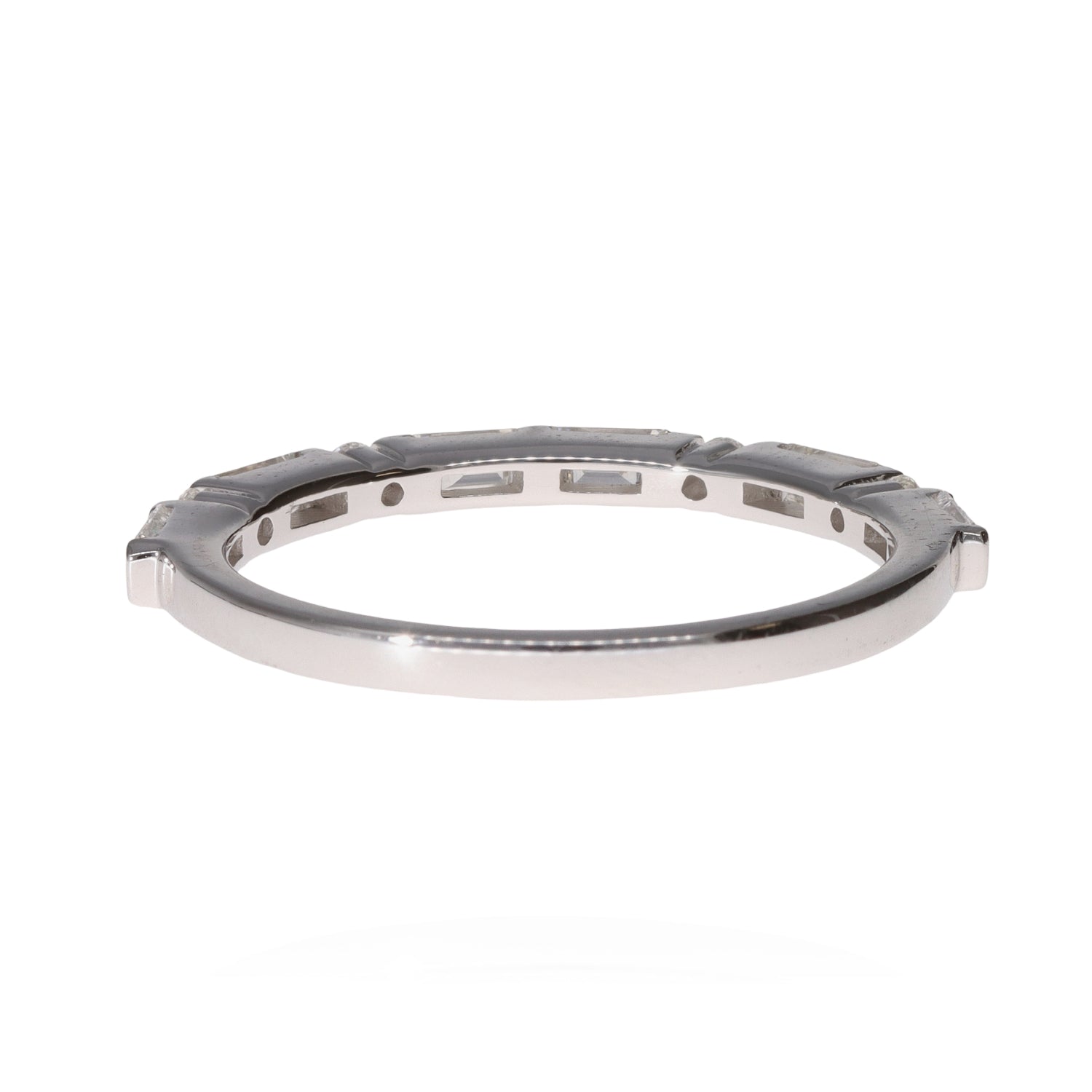 14K White Gold Baguette Round Diamond Band .47ctw G/H SI Size 6 Elegant 1.8g