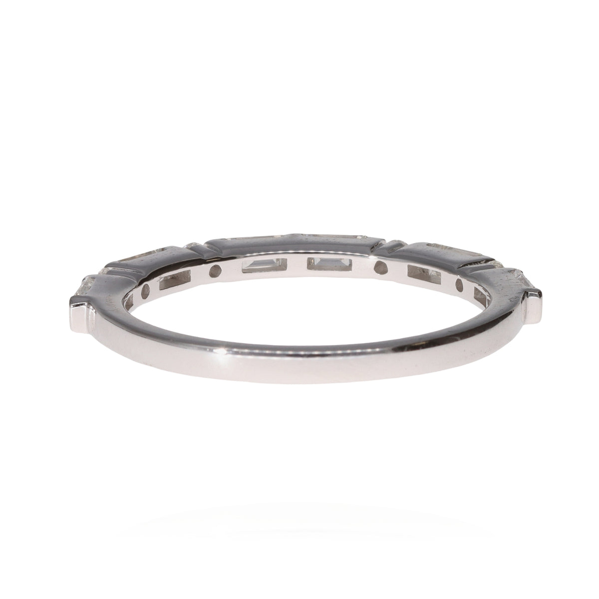 14K White Gold Baguette Round Diamond Band .47ctw G/H SI Size 6 Elegant 1.8g