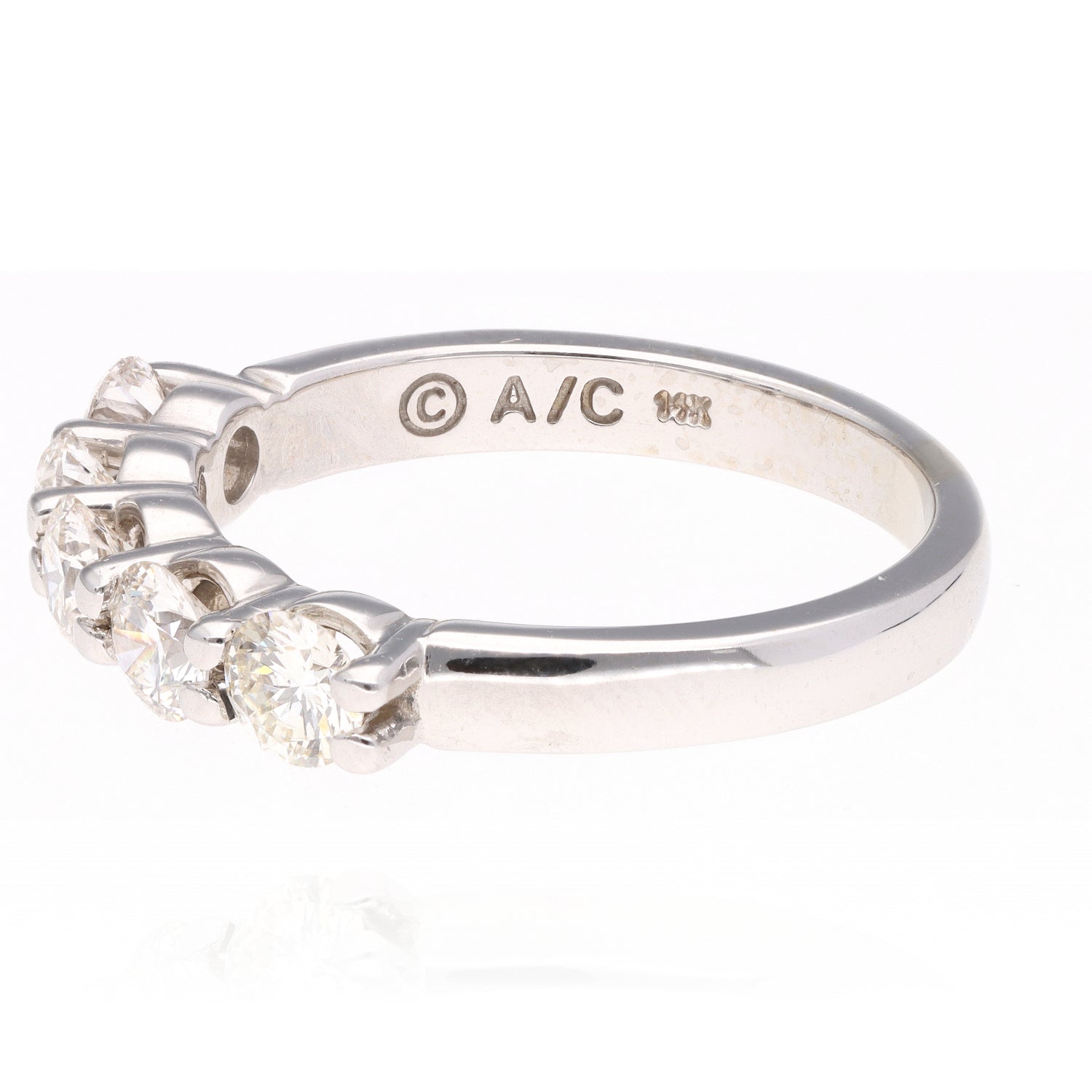 14K White Gold Five Stone Diamond Band