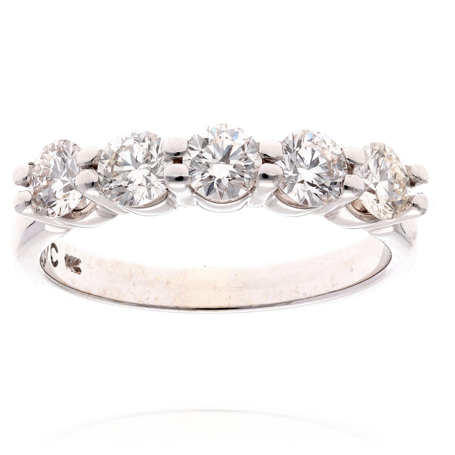 14K White Gold Five Stone Diamond Band