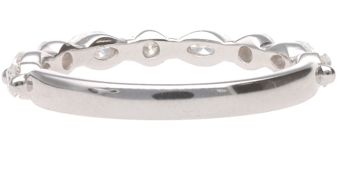 14K White Gold Marquise Round Diamond Band .59ctw Size 6 Elegant Ring 2.1g