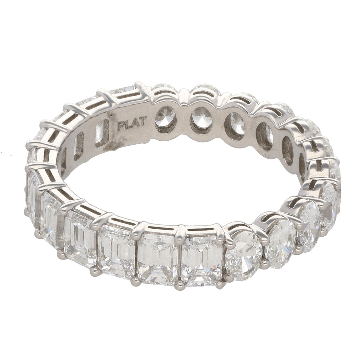 Platinum Emerald and Oval Diamond Eternity Band 3.50ctw