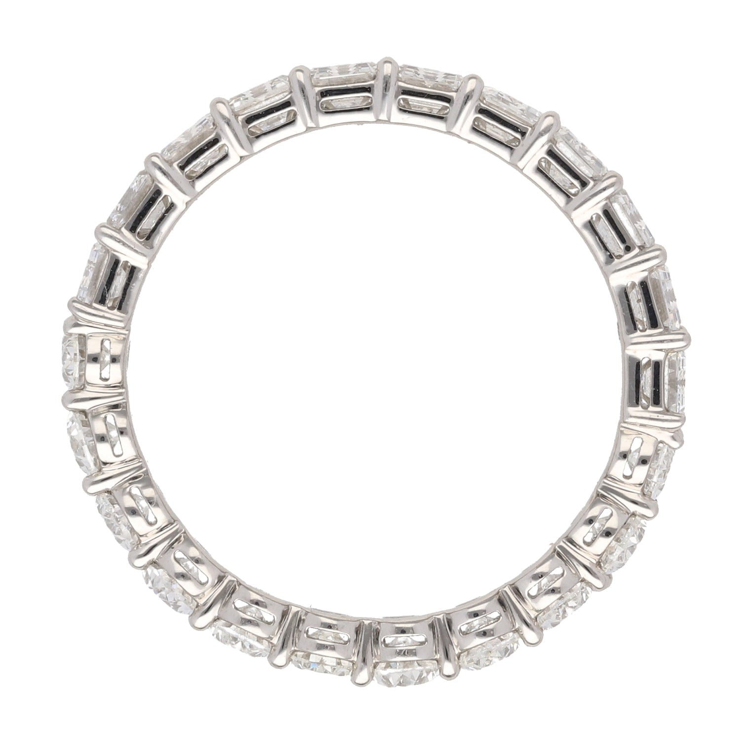 Platinum Emerald and Oval Diamond Eternity Band 3.50ctw