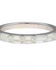 14K White Gold East West Emerald Diamond Band 1.03ctw Size 6 Elegant  2.9g