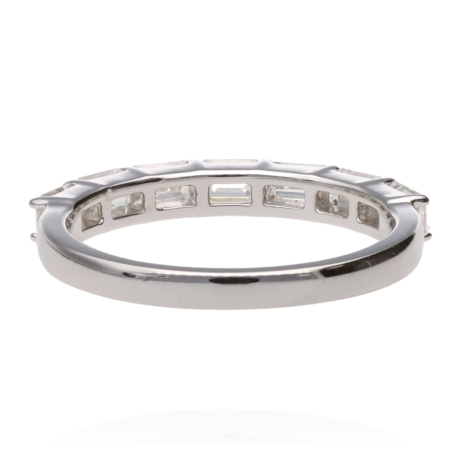 14K White Gold East West Emerald Diamond Band 1.03ctw Size 6 Elegant  2.9g