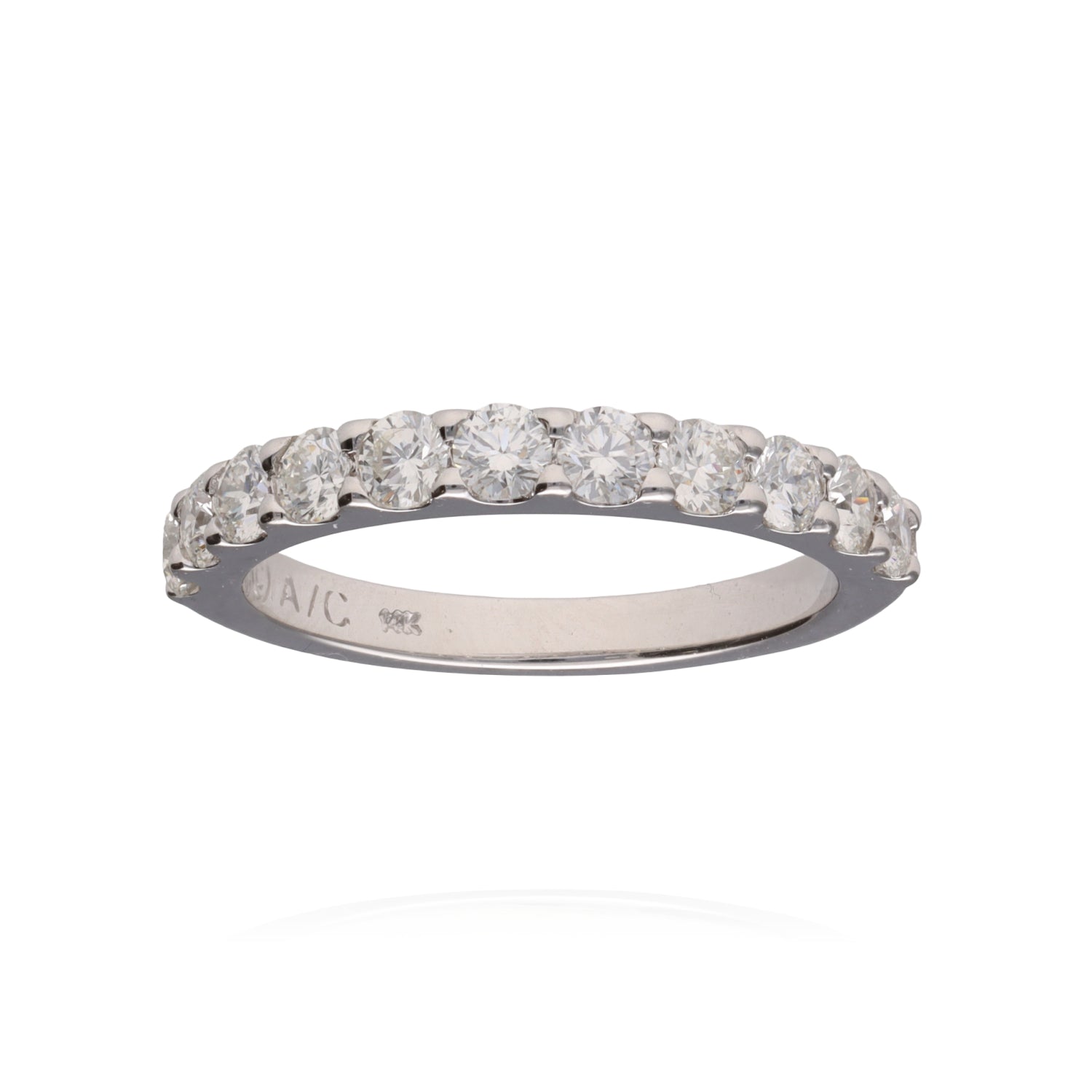 14K White Gold Diamond Band 1.00ctw G/H SI1 Shared Prong Size 7 Ring   3.1g