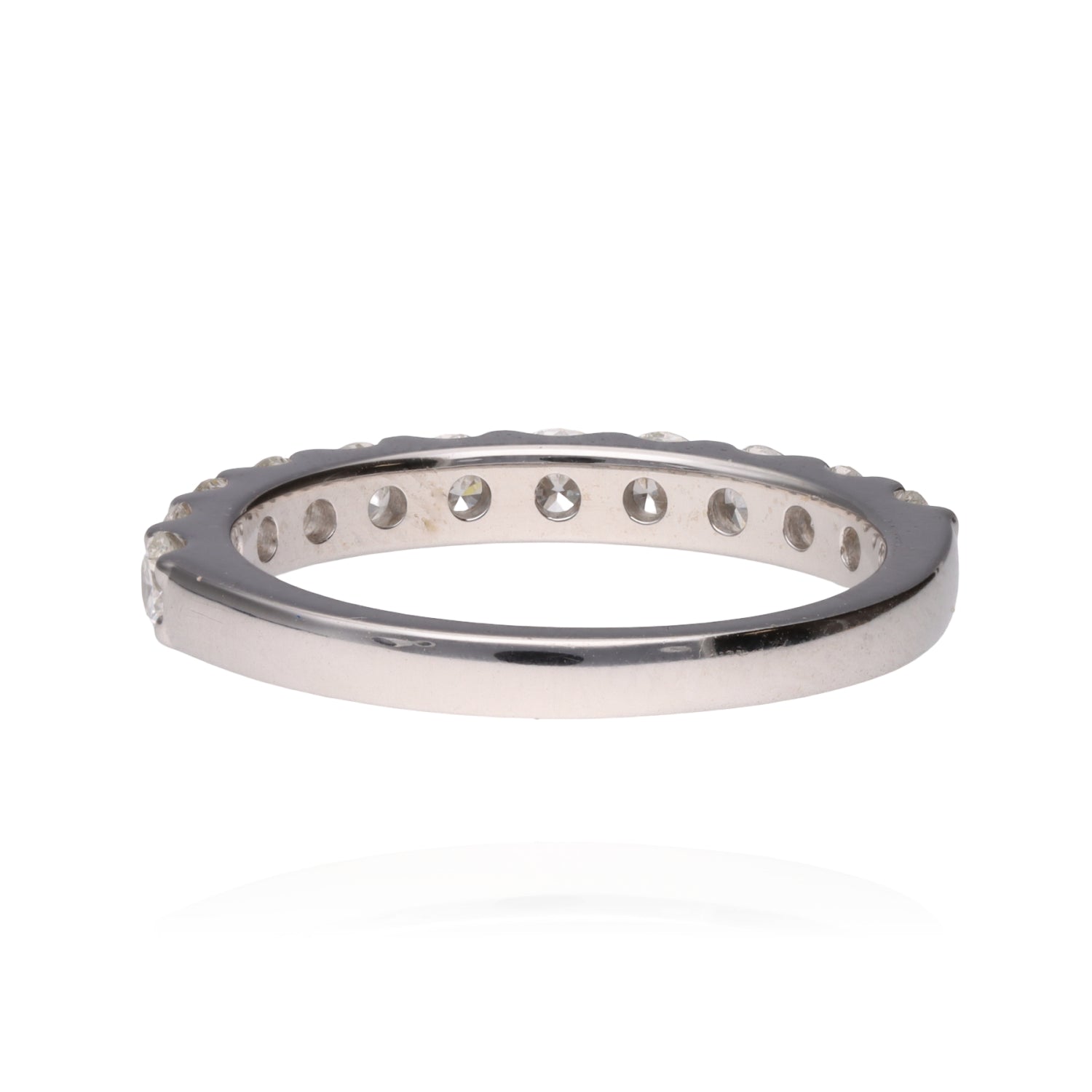 14K White Gold Diamond Band 1.00ctw G/H SI1 Shared Prong Size 7 Ring   3.1g