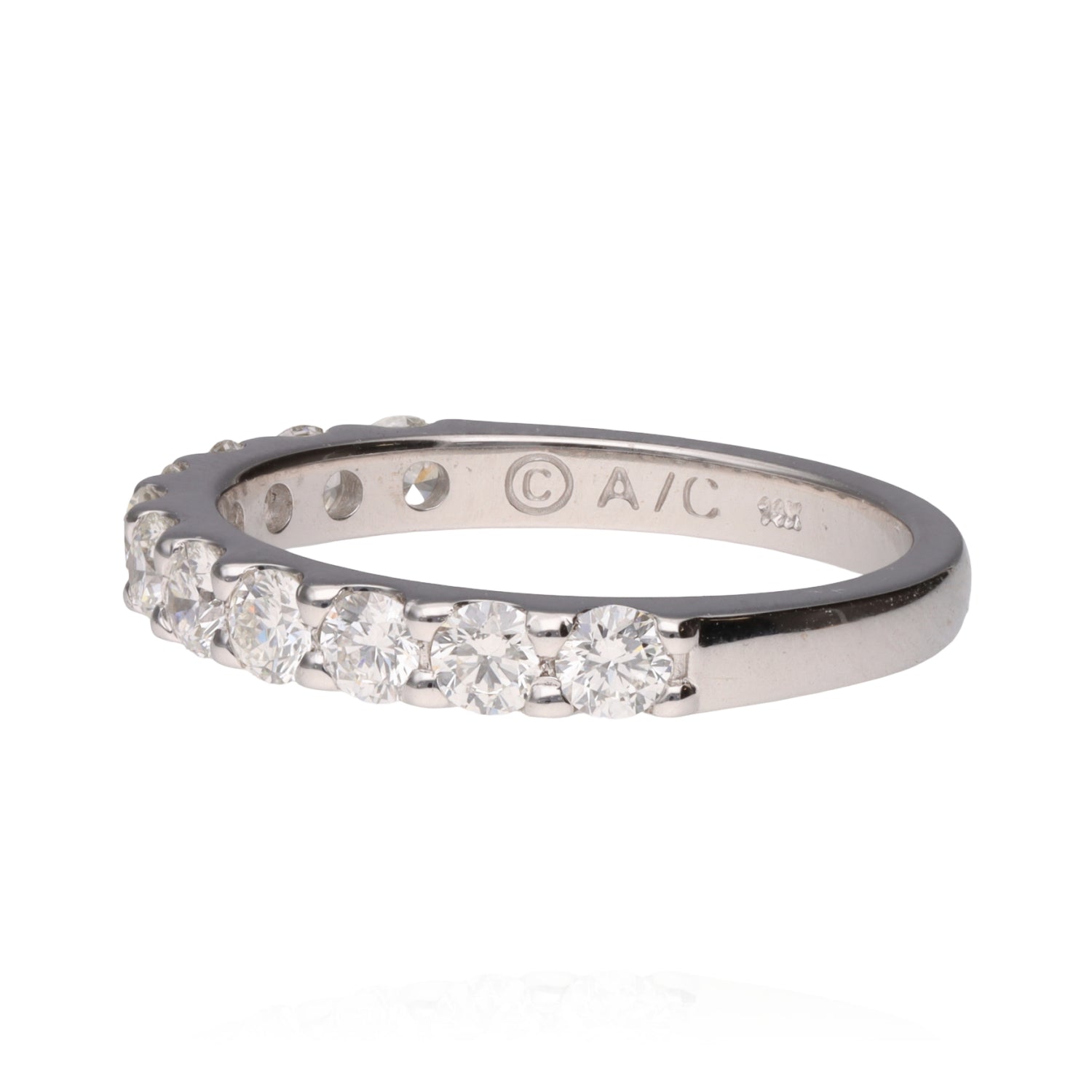 14K White Gold Diamond Band 1.00ctw G/H SI1 Shared Prong Size 7 Ring   3.1g