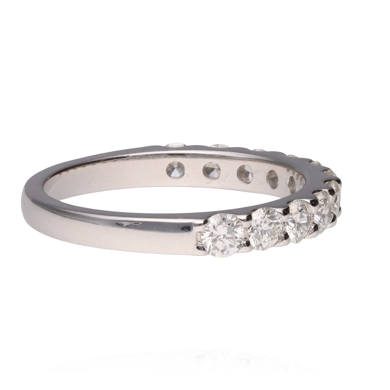 14K White Gold Diamond Band 1.00ctw G/H SI1 Shared Prong Size 7 Ring   3.1g