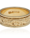 14K Yellow Gold Artcarved Ornate 8mm Band Size 10.