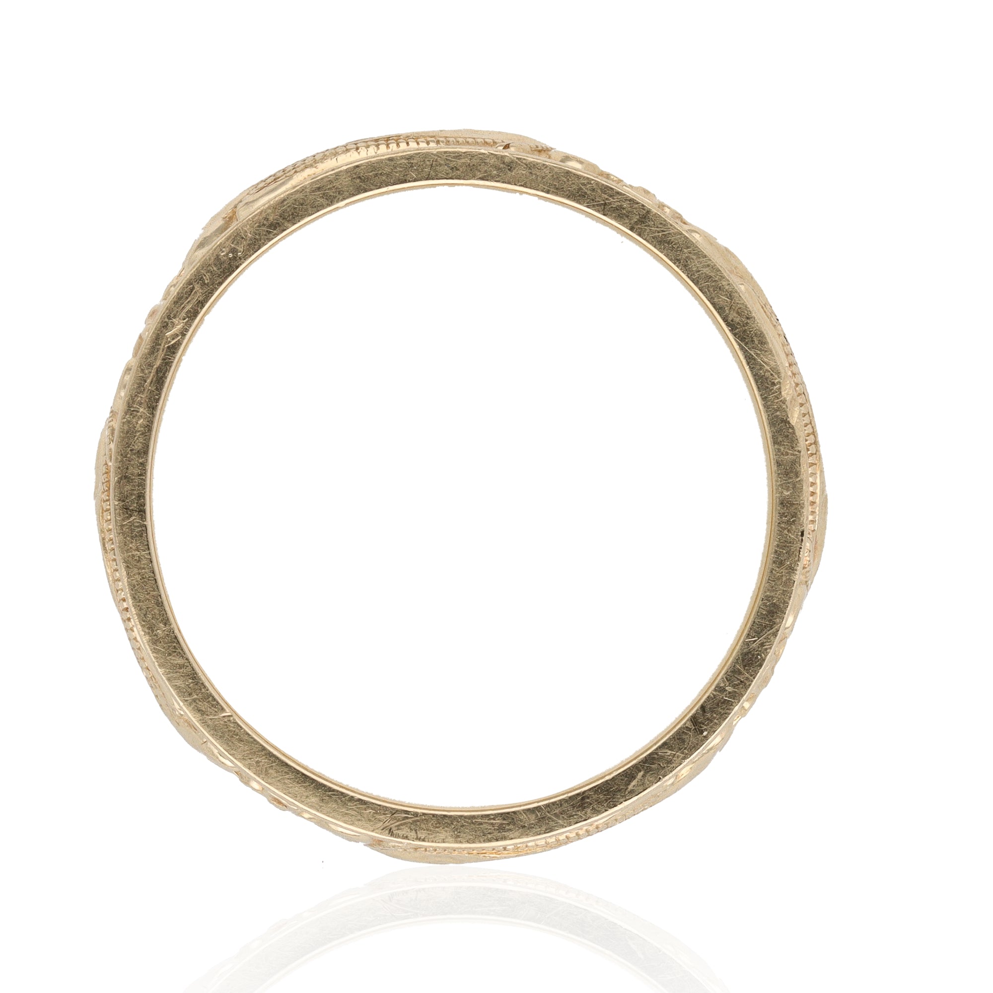 14K Yellow Gold Artcarved Ornate 8mm Band Size 10.