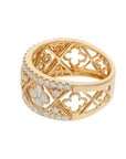 14K Yellow Gold 10mm Open Quatrefoil Diamond Band – 1.11ct