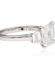 Platinum 3.46cttw Emreald Cut Natural Diamond 3 Stone Engagement Ring