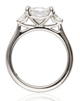 Platinum 3.46cttw Emreald Cut Natural Diamond 3 Stone Engagement Ring