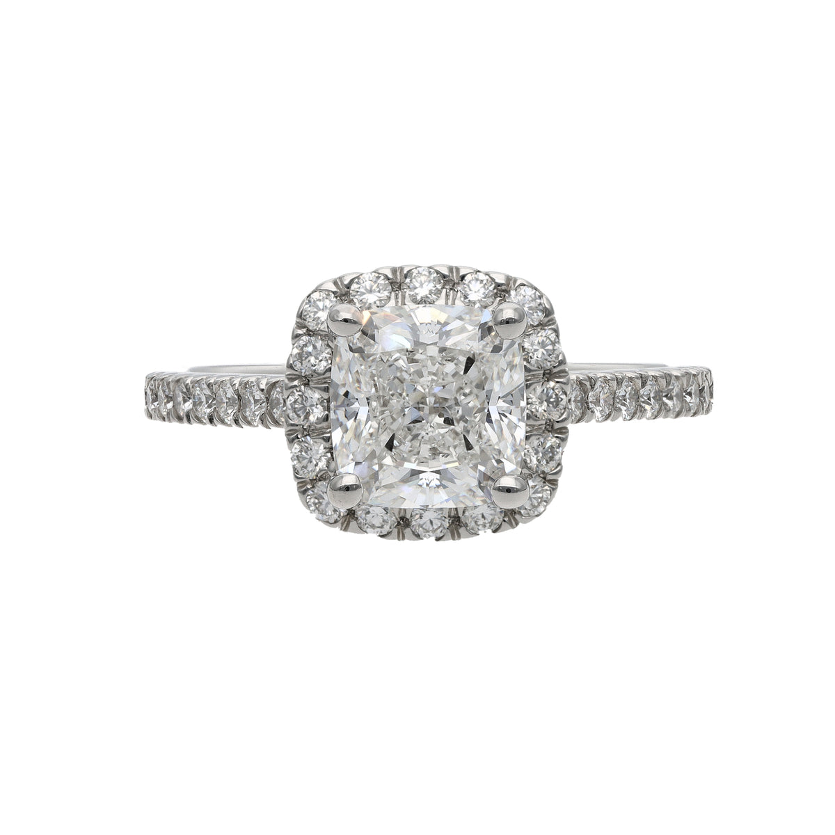Platinum 2.01ct Cushion Modified Brilliant Diamond Halo Ring – GIA F VS1
