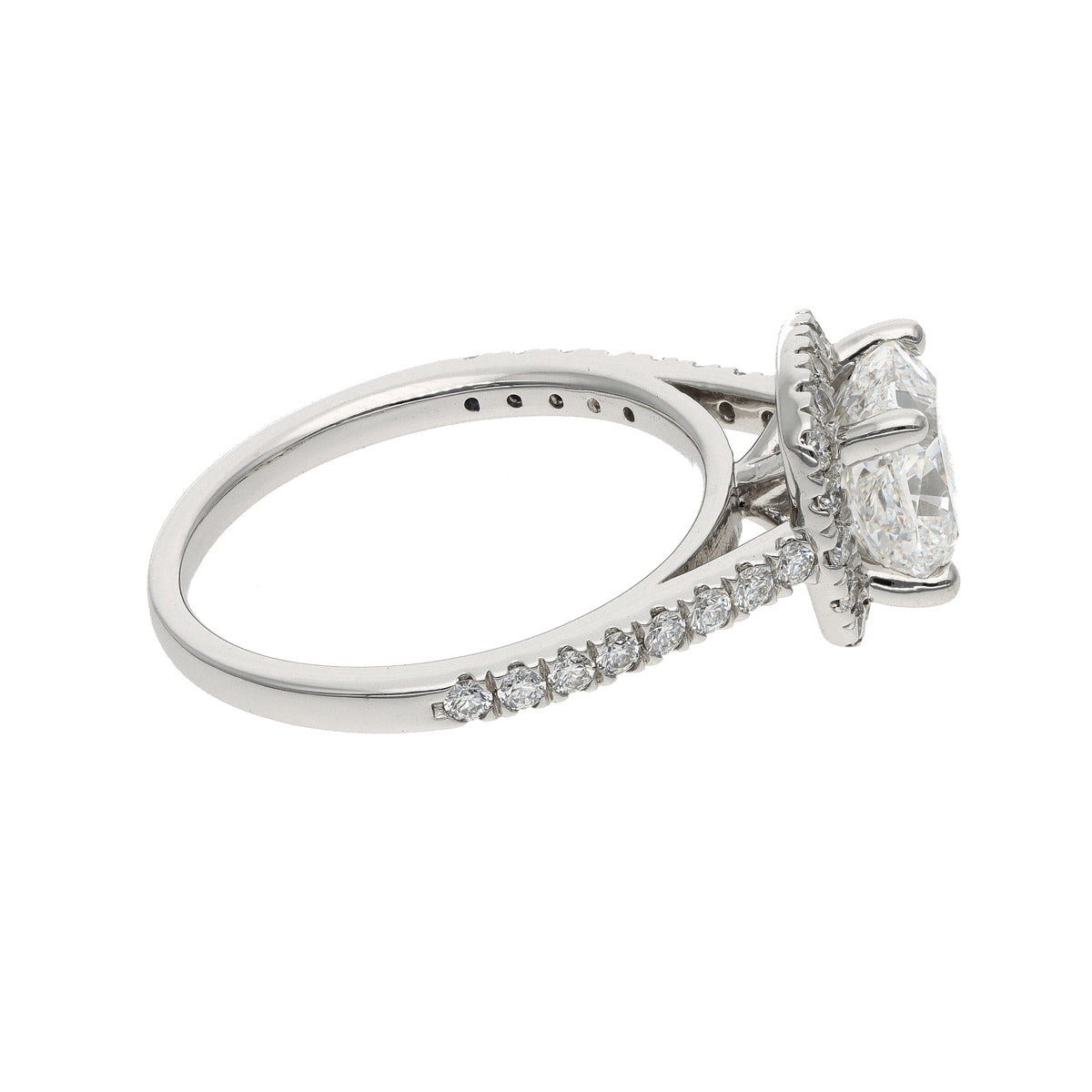 Platinum 2.01ct Cushion Modified Brilliant Diamond Halo Ring – GIA F VS1