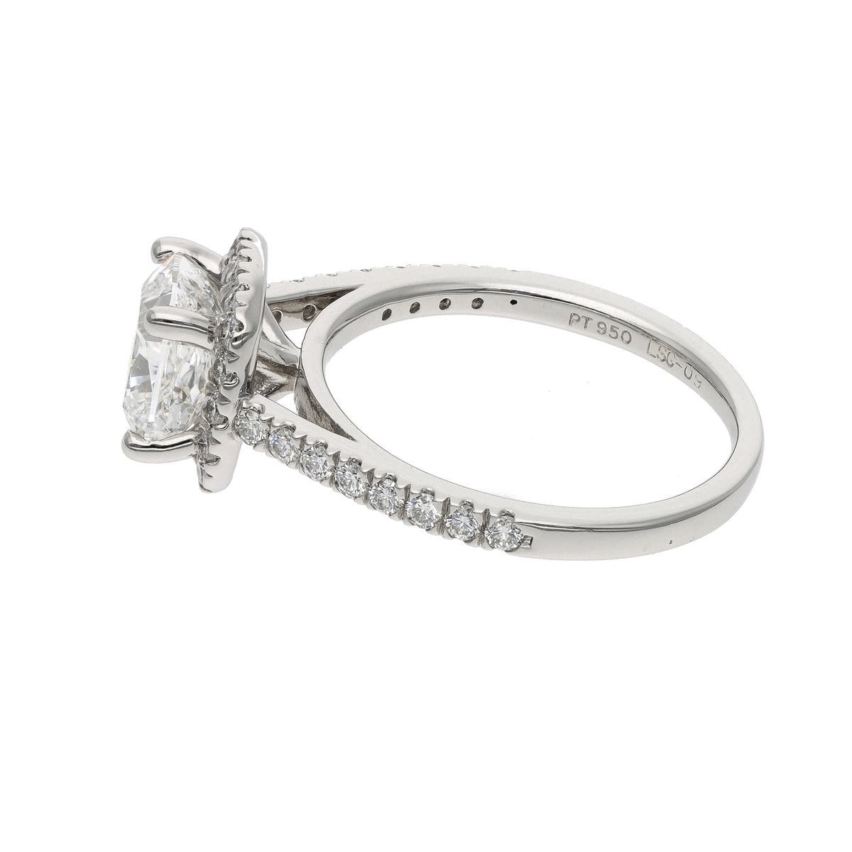 Platinum 2.01ct Cushion Modified Brilliant Diamond Halo Ring – GIA F VS1