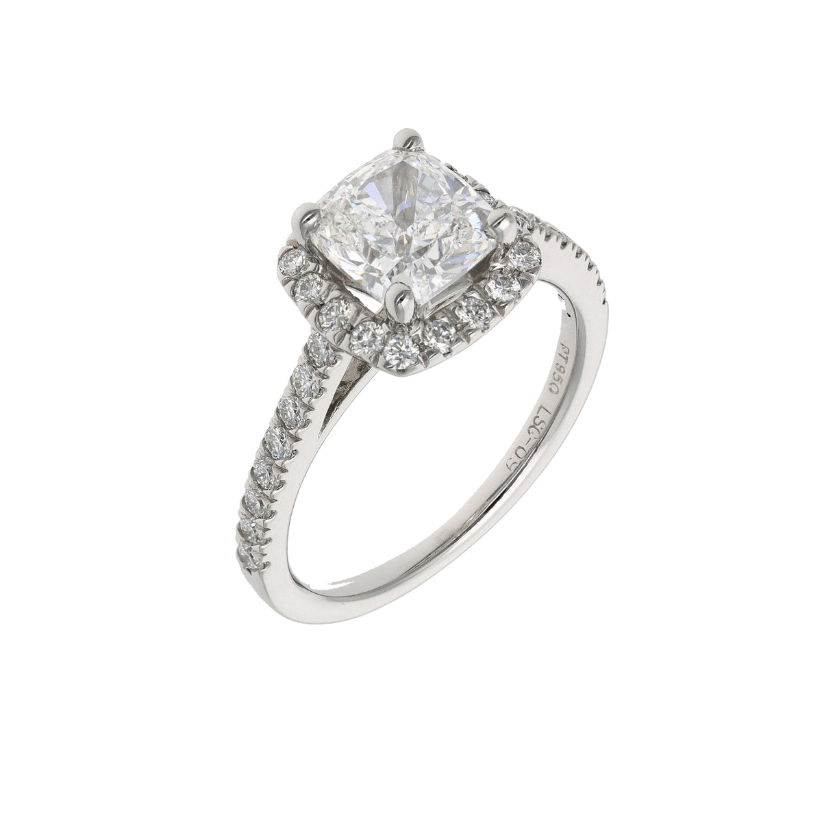 Platinum 2.01ct Cushion Modified Brilliant Diamond Halo Ring – GIA F VS1