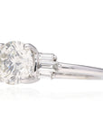 14K White Art Deco Engagement Ring 2.01ct Round Brilliant with Six Baguettes .26ctw