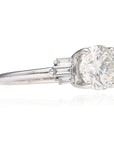 14K White Art Deco Engagement Ring 2.01ct Round Brilliant with Six Baguettes .26ctw