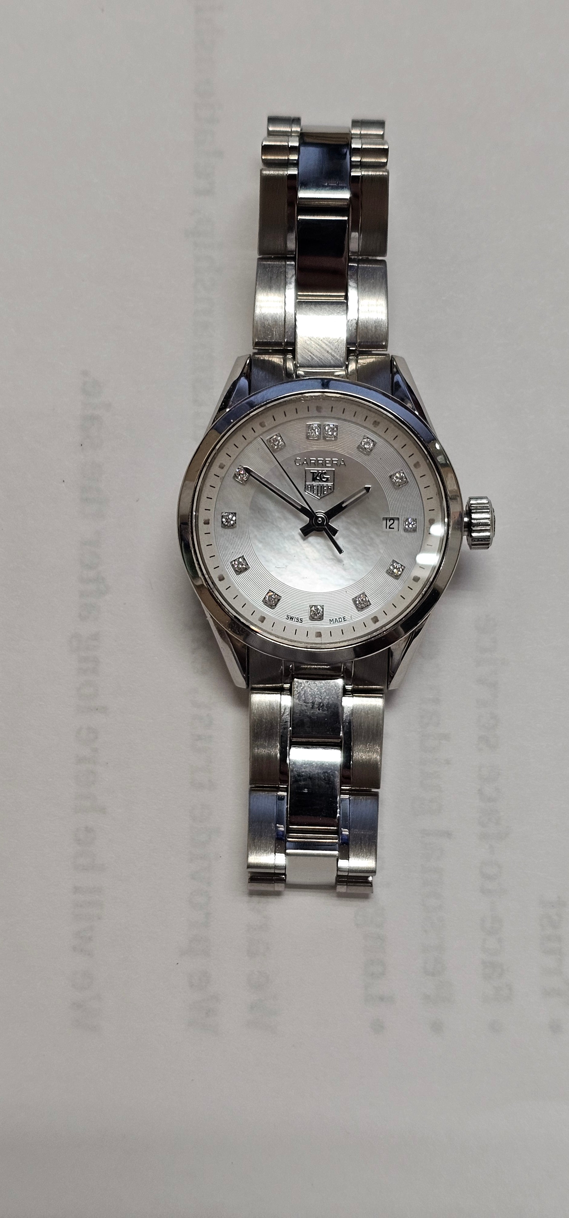 TAG Heuer Carrera WV1411 Womens Watch Diamond MOP Dial Stainless Steel