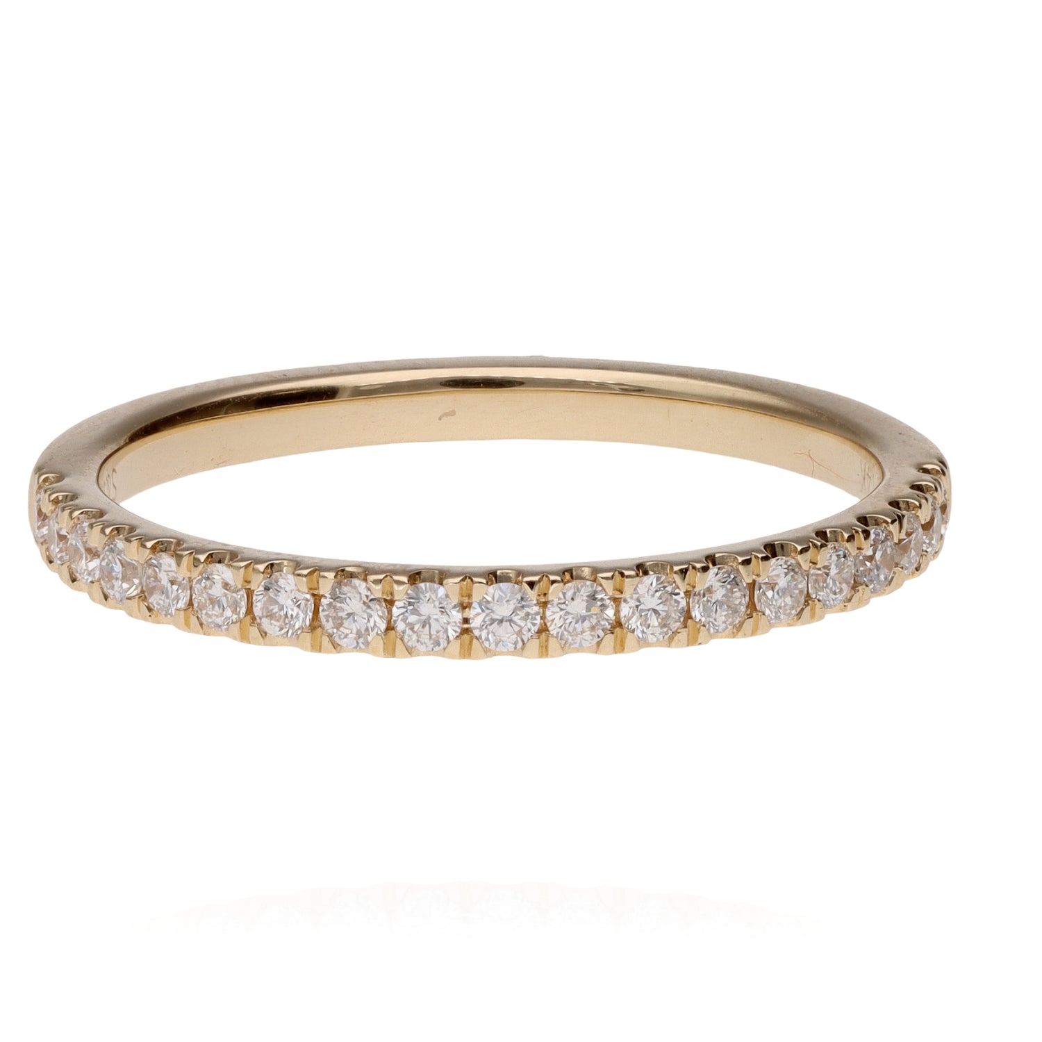 14K Yellow Gold Diamond Band Shared Prong 19 Stones Size 6.5 Elegant 2gram.