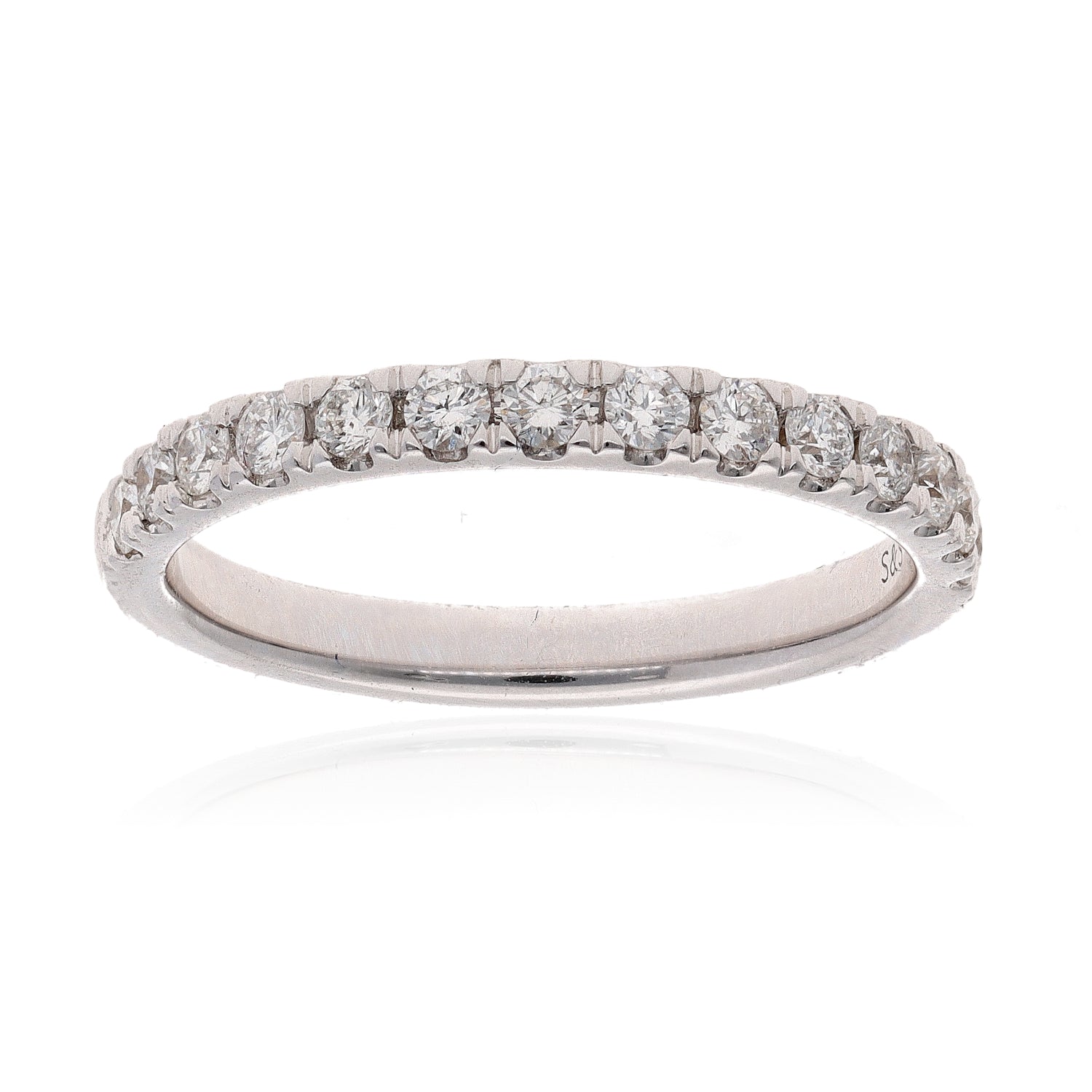 14K White Gold Diamond Half Band 0.50ctw G/H SI2 Size 6.5, 2.6g Elegant