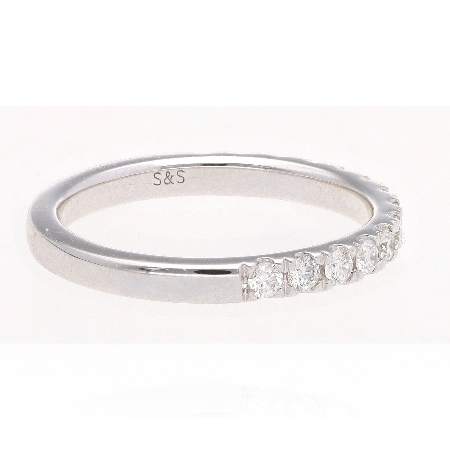 14K White Gold Diamond Half Band 0.50ctw G/H SI2 Size 6.5, 2.6g Elegant
