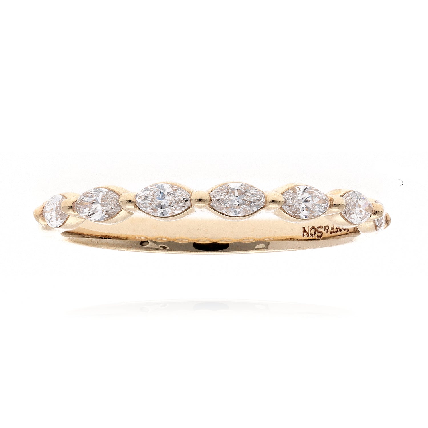 14K Yellow Gold Marquise Diamond Band