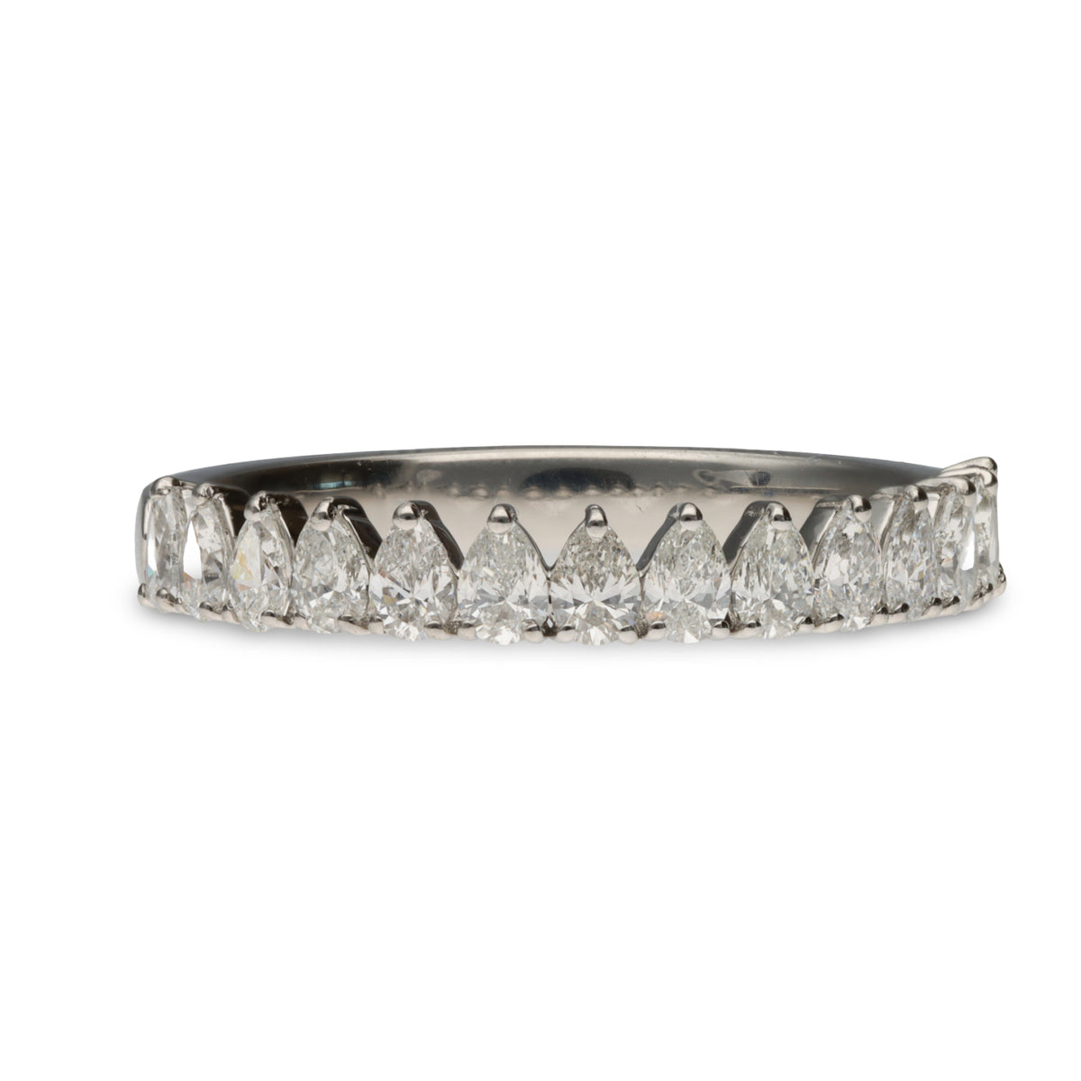 Platinum Pear Diamond Band 0.77ctw G/H SI1 Size 7 Anniversary Ring 3.6gram